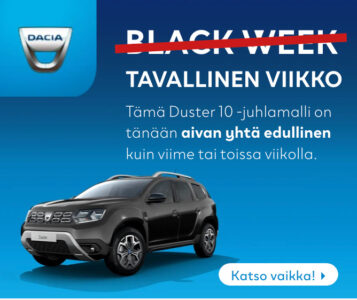 Bannerimainos, jossa auto ja tekstiä