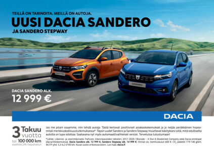 Sanomalehti-ilmoitus Dacia-autoista